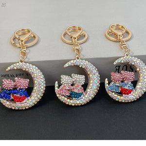 Romantic Moon Couple Bear Keychain