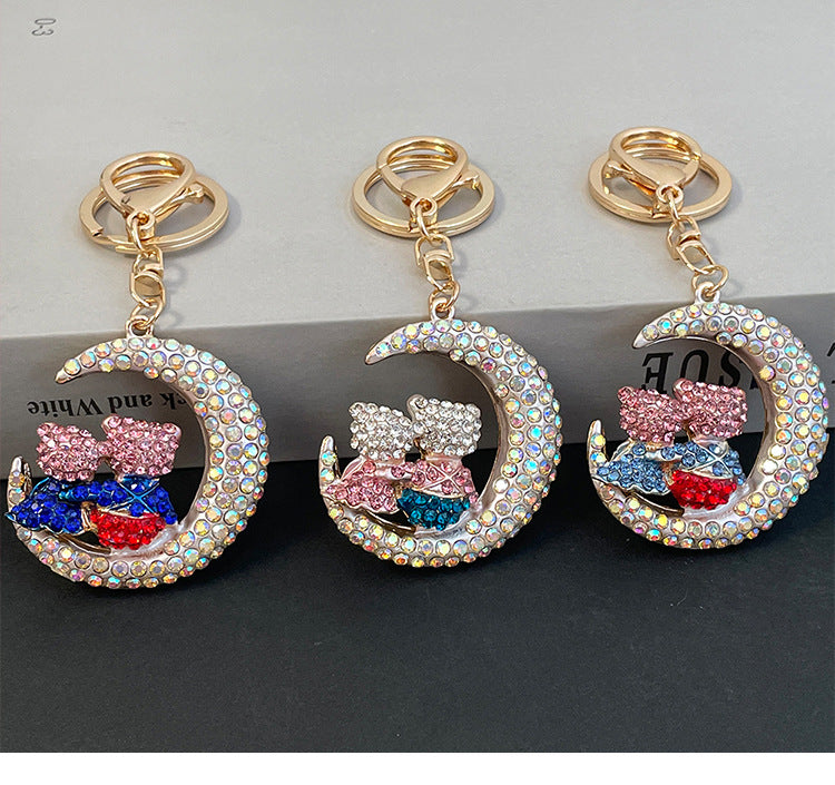 Romantic Moon Couple Bear Keychain