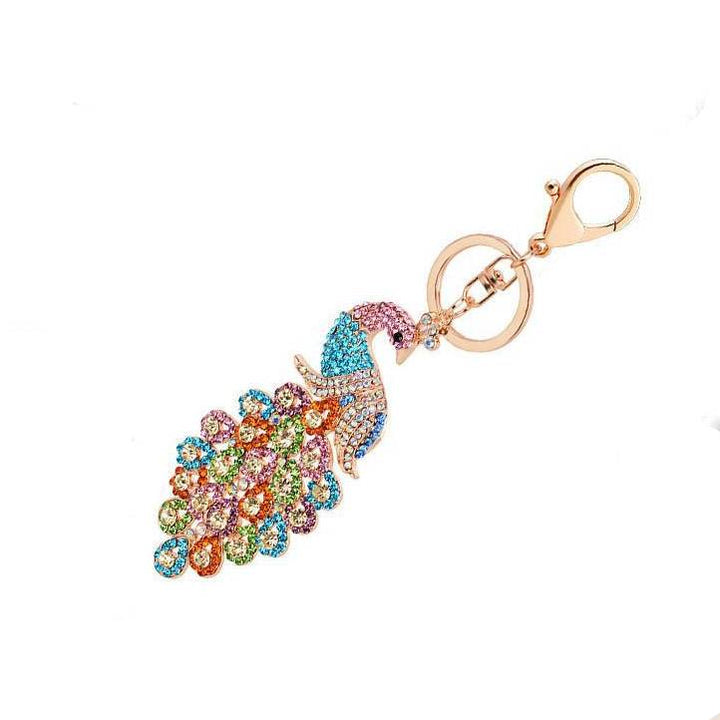 Lavish Diamond Peacock Alloy Keychain