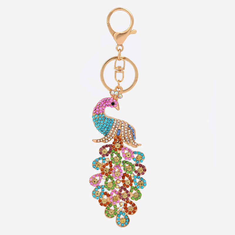 Lavish Diamond Peacock Alloy Keychain