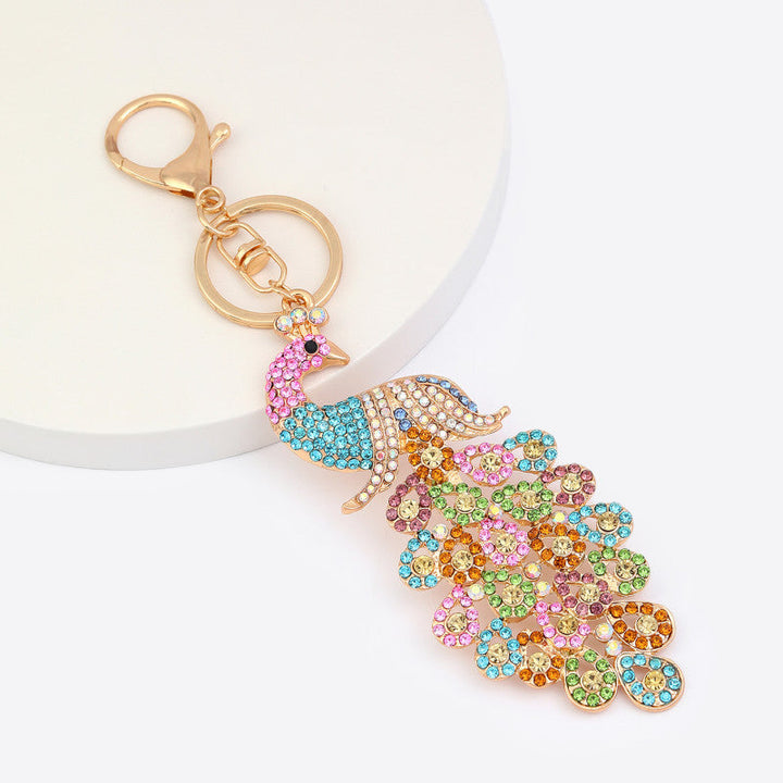 Lavish Diamond Peacock Alloy Keychain