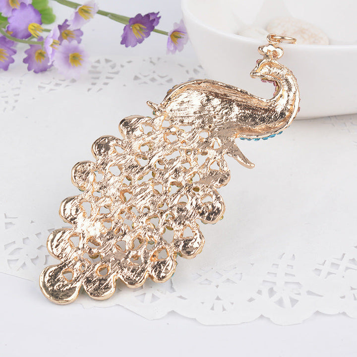 Lavish Diamond Peacock Alloy Keychain