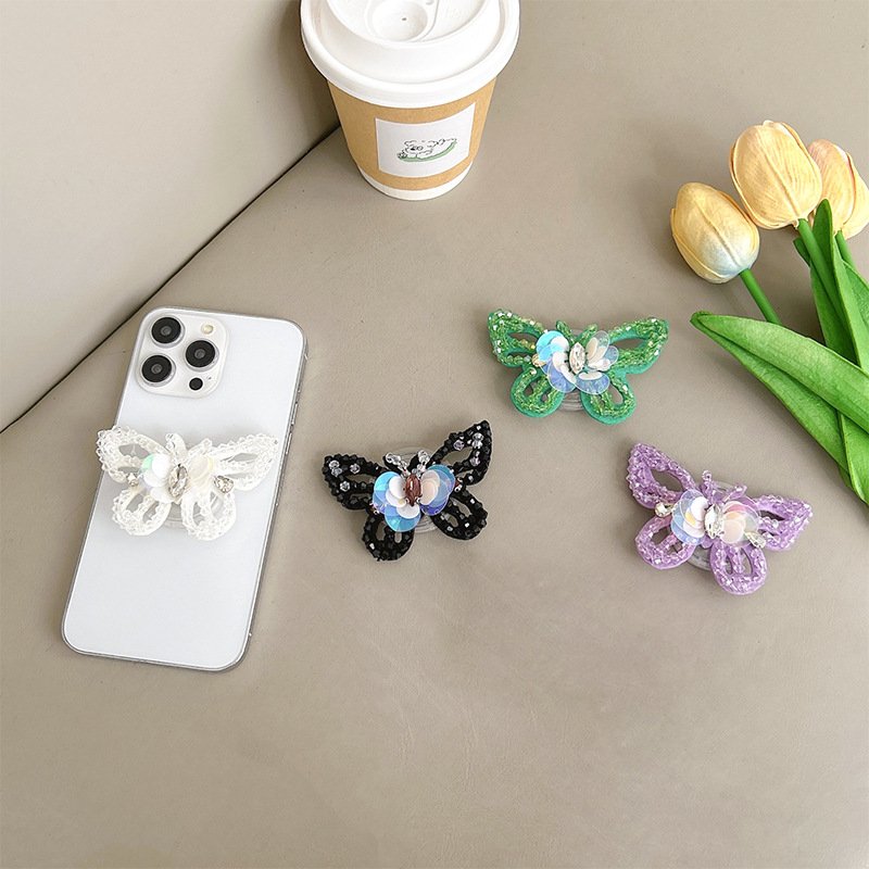 Chic Sequined Butterfly Phone Gripper