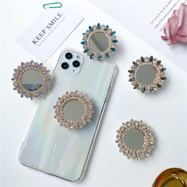 Luxury Rhinestone Mirror Phone Gripper