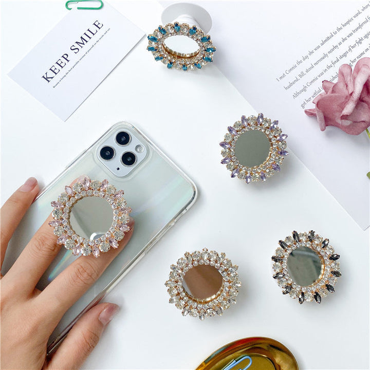 Luxury Rhinestone Mirror Phone Gripper