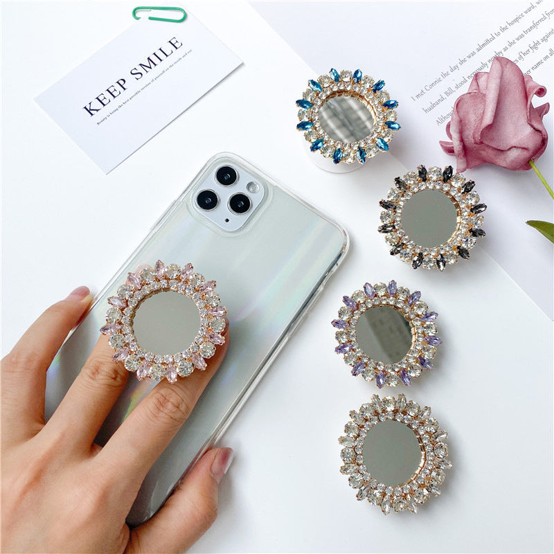 Luxury Rhinestone Mirror Phone Gripper