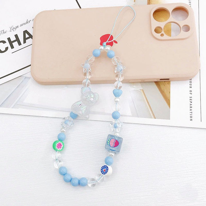 Printed Square Beaded Love Phone Charm