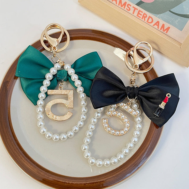 Graceful Pearl String Bow Keychain