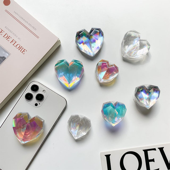 Shimmering Diamond Heart Phone Gripper