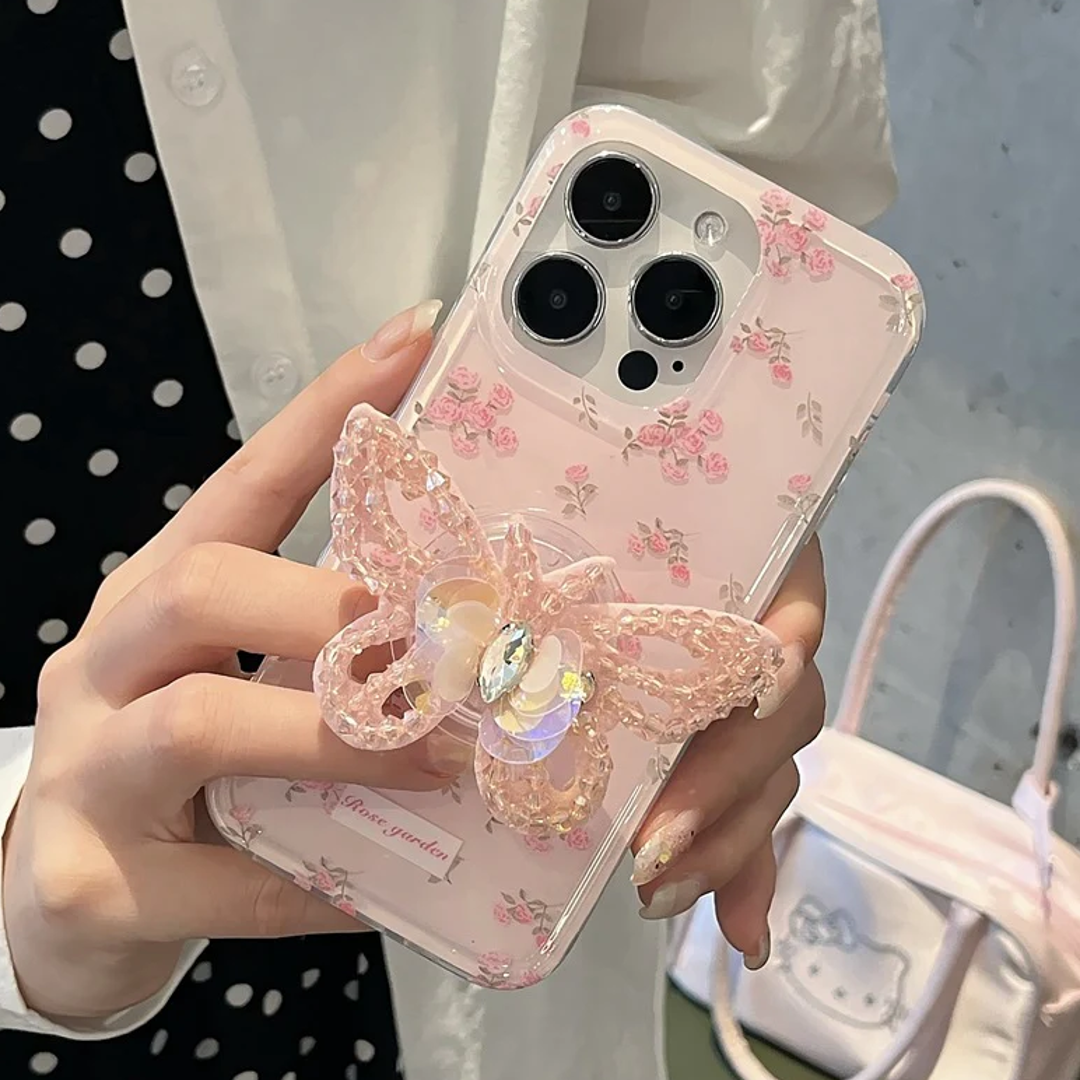 Blooming Diamond Butterfly Gripper Case