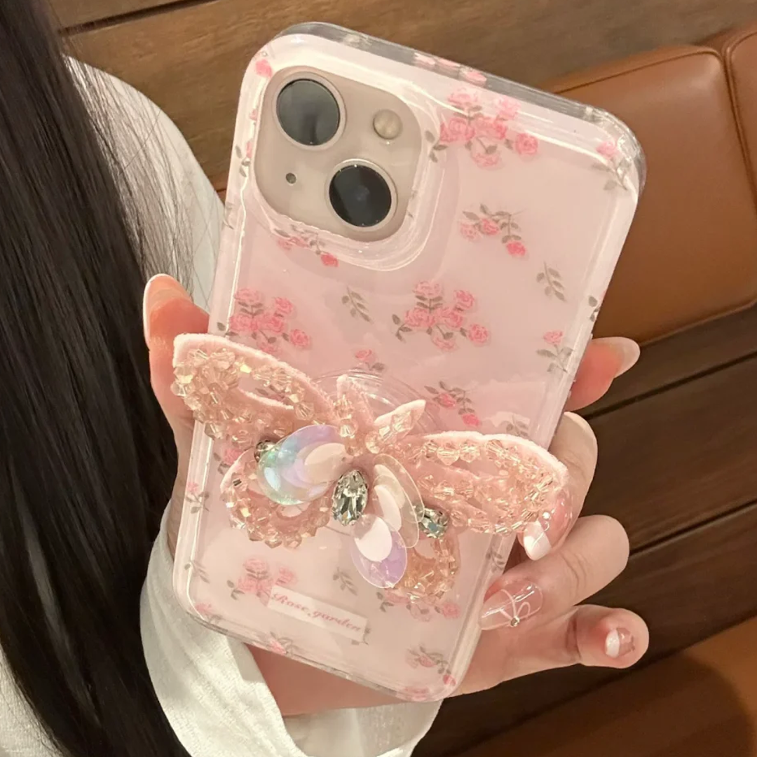 Blooming Diamond Butterfly Gripper Case