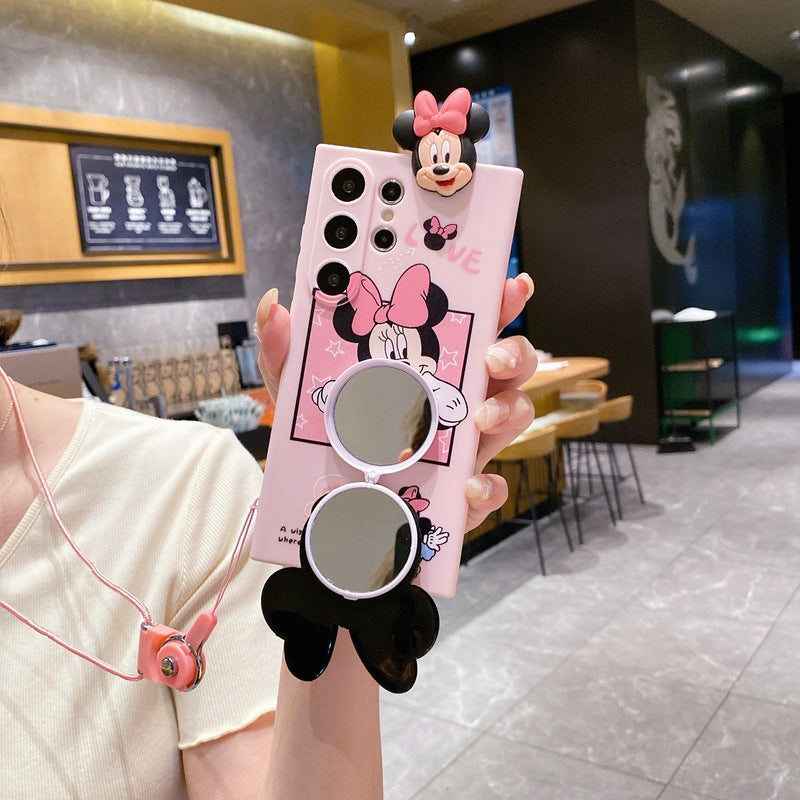 Cute Cartoon Mirror Bracket Case - Samsung