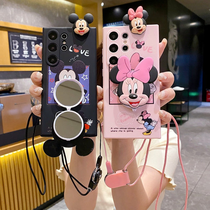 Cute Cartoon Mirror Bracket Case - Samsung