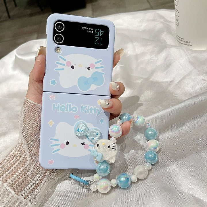 3D Cute Anime Hello Kitty With Bracelet Case - Samsung