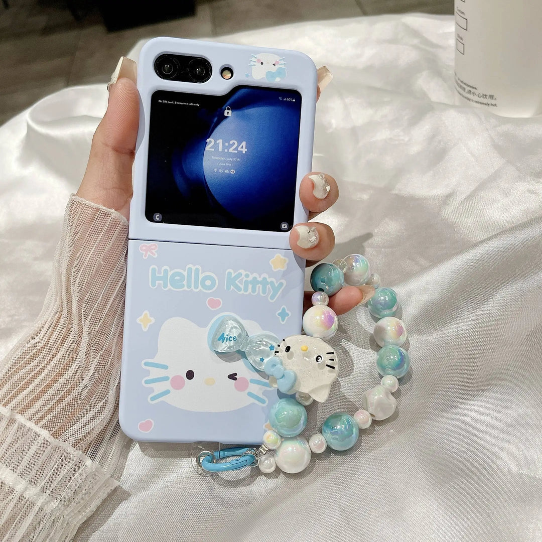 3D Cute Anime Hello Kitty With Bracelet Case - Samsung