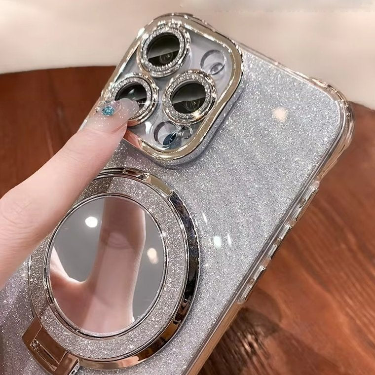 Shimmer Mirror Case With Ring Holder