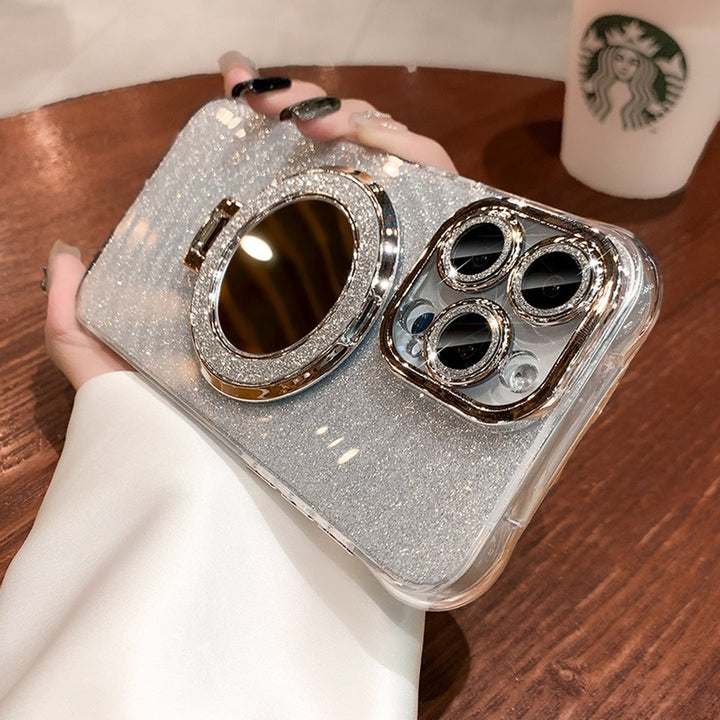 Shimmer Mirror Case With Ring Holder