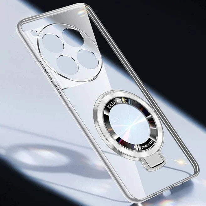 OnePlus 9 Pro Transparent Electroplated Rotating Stand Case