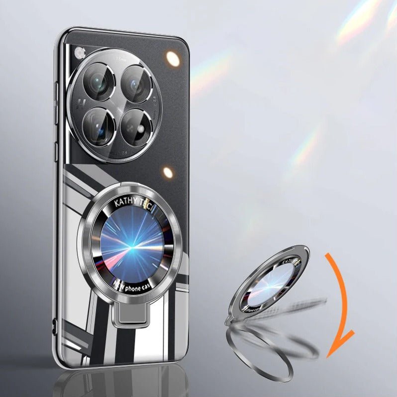 OnePlus 9 Pro Transparent Electroplated Rotating Stand Case