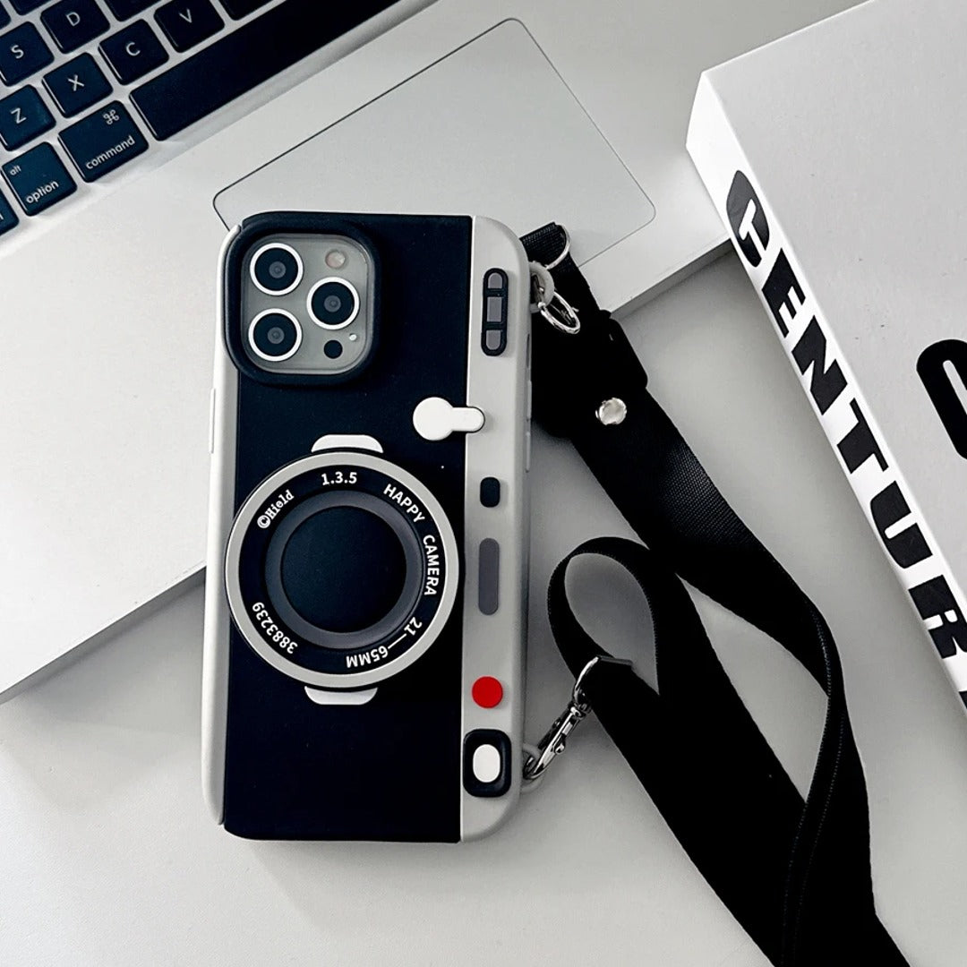 Retro 3D Camera Phone Case with Lanyard