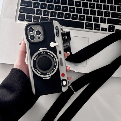 Retro 3D Camera Phone Case with Lanyard