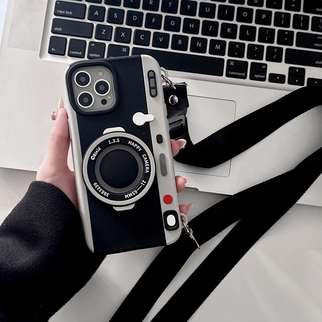 Retro 3D Camera Phone Case with Lanyard