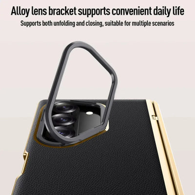 Galaxy Z Fold6 Prestigious Alloy Bracket Leather Case
