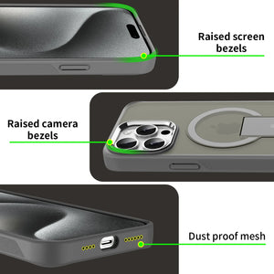 Frosted Elegance Kickstand Magnetic Case - iPhone