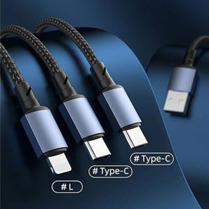 Mighty Max 6A 3-in-1 Braided Charging Cable
