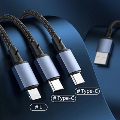 Mighty Max 6A 3-in-1 Braided Charging Cable