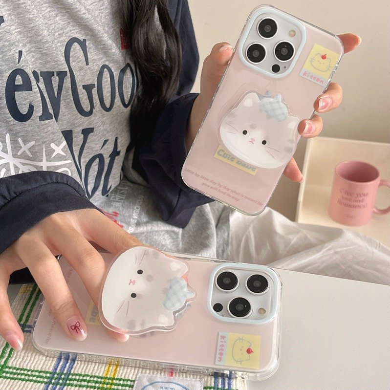 Paws And Play Cartoon Cat Phone Gripper Case