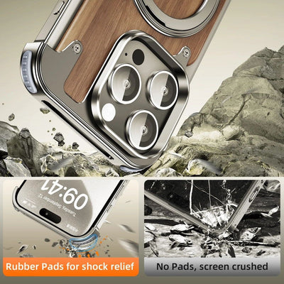 Rustic Solid Wood Metal MagSafe Case - iPhone