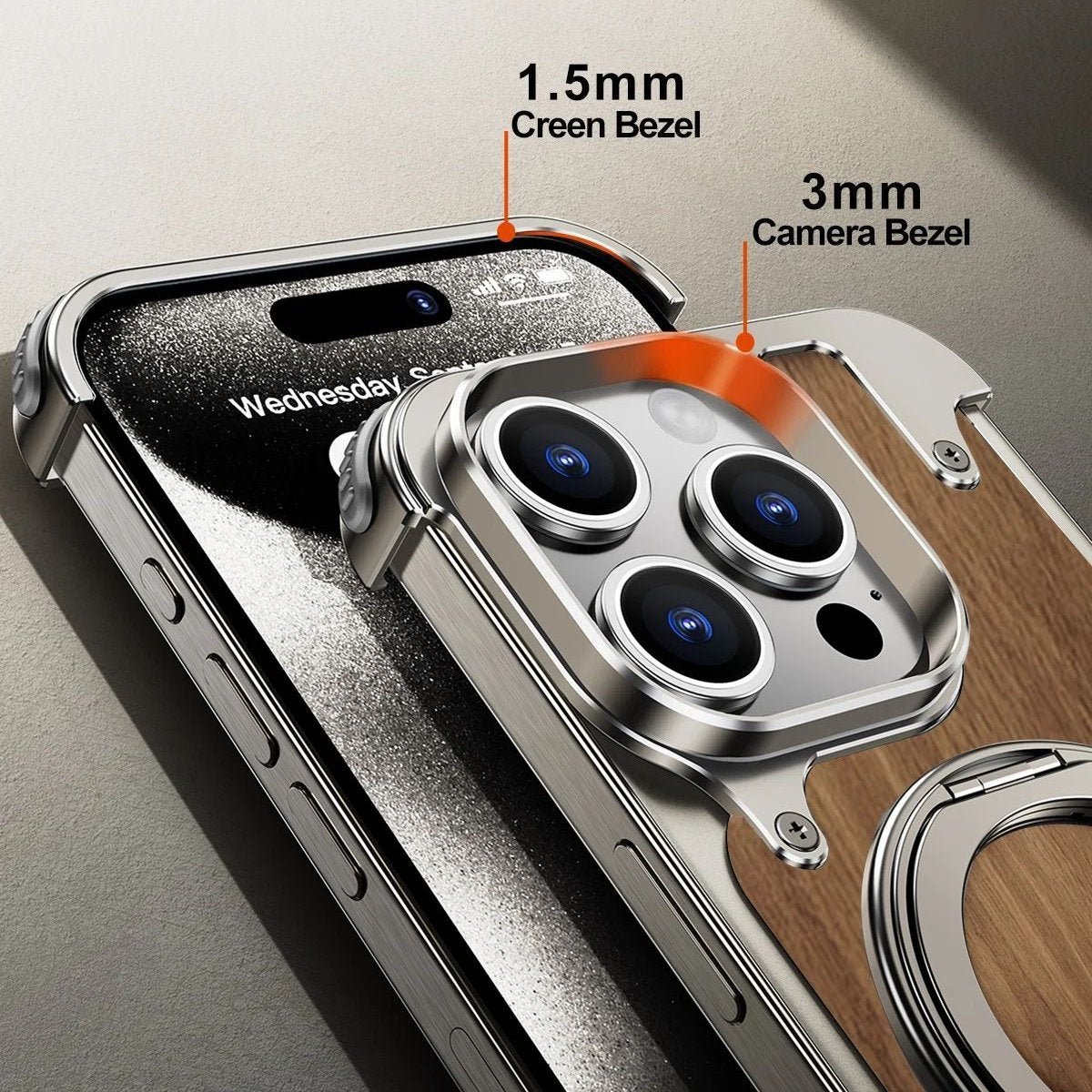 Rustic Solid Wood Metal MagSafe Case - iPhone