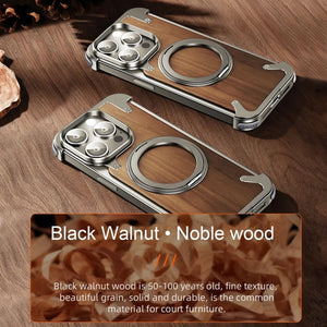 Rustic Solid Wood Metal MagSafe Case - iPhone