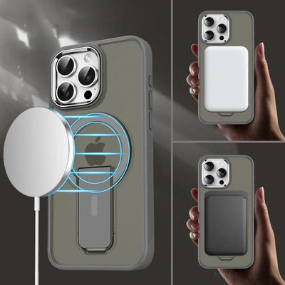 Frosted Elegance Kickstand Magnetic Case - iPhone