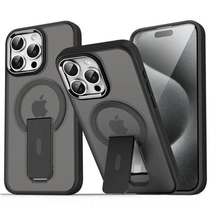 Frosted Elegance Kickstand Magnetic Case - iPhone
