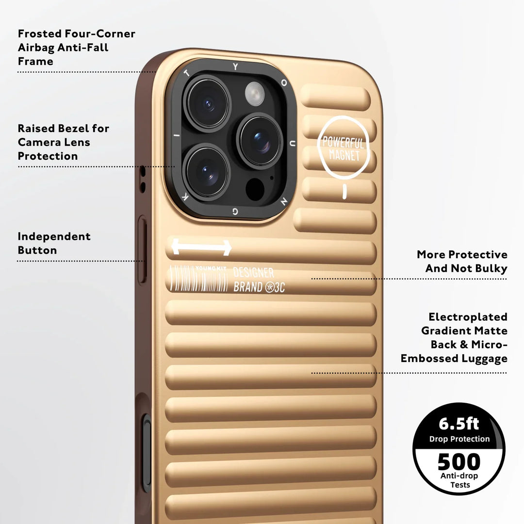 YOUNGKIT Ribbed Luggage Inspired Armor Case - iPhone