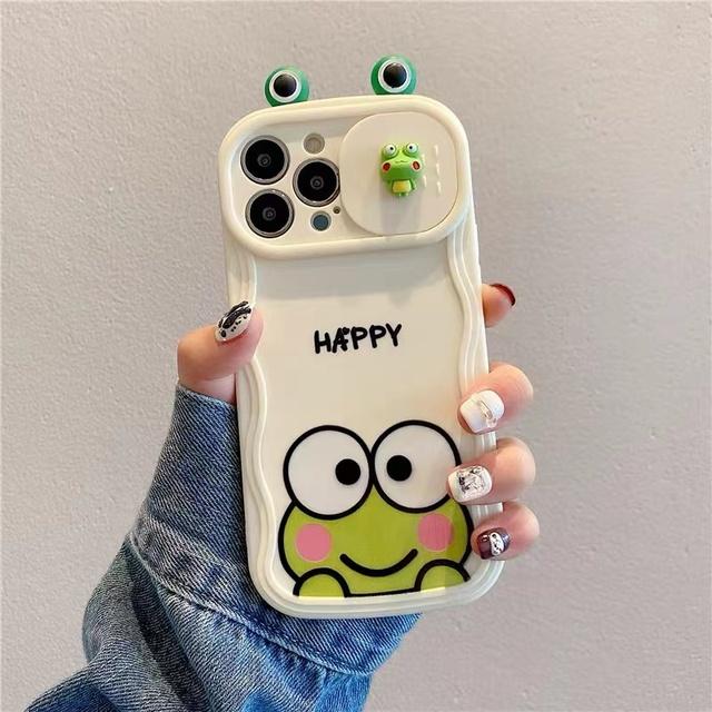 Cute 3D Smiley Frog Slide Camera Lens Case