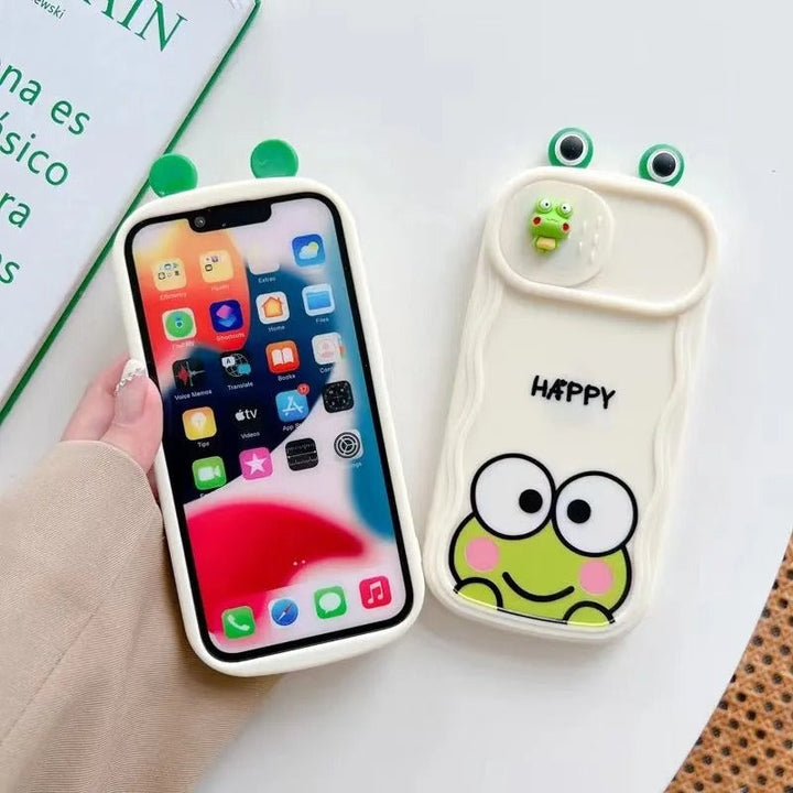 Cute 3D Smiley Frog Slide Camera Lens Case