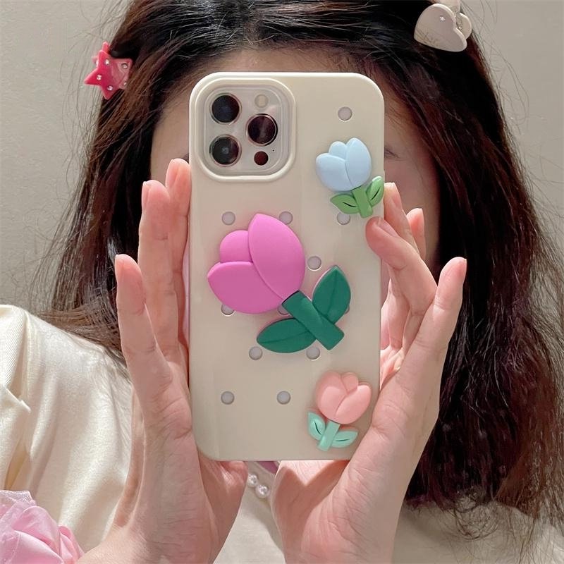 3D Pastel Tulip Floral Soft Case