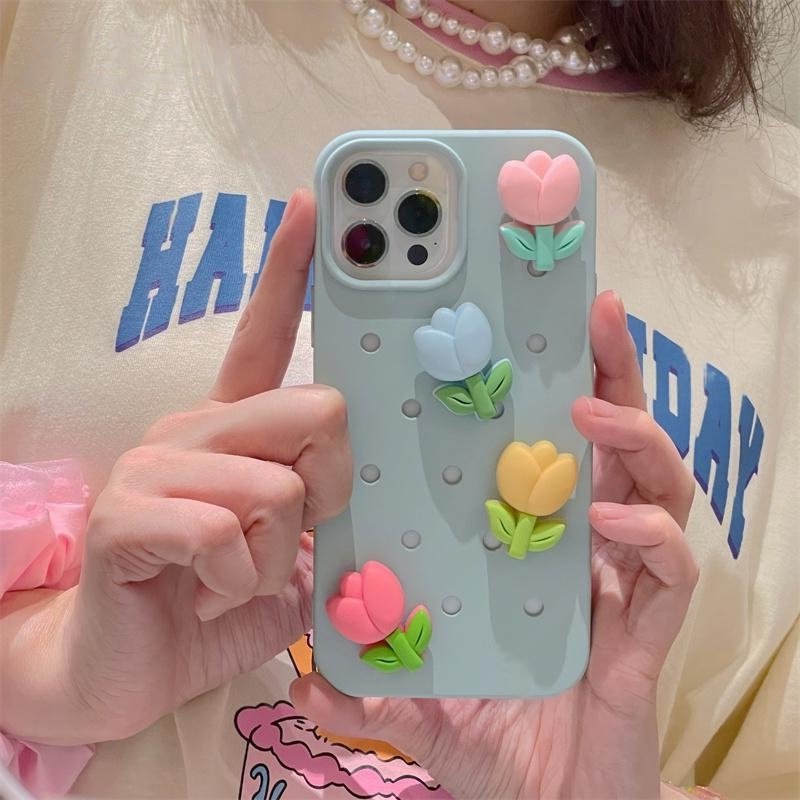 3D Pastel Tulip Floral Soft Case