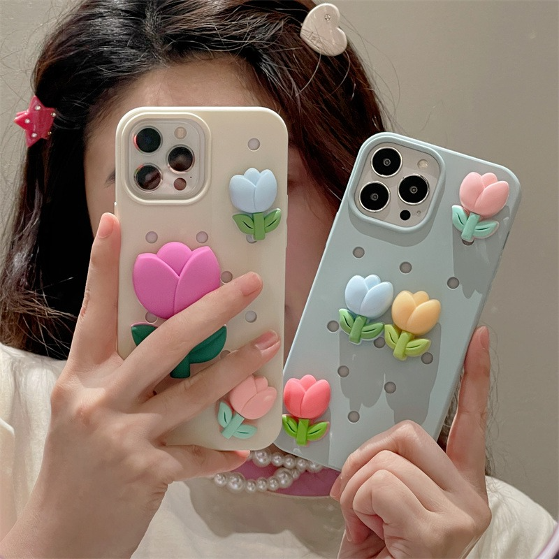 3D Pastel Tulip Floral Soft Case