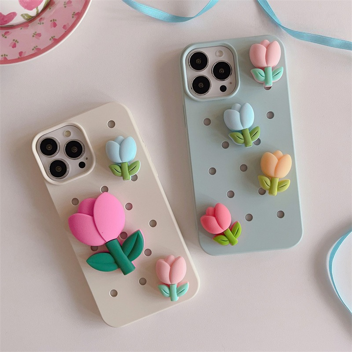 3D Pastel Tulip Floral Soft Case