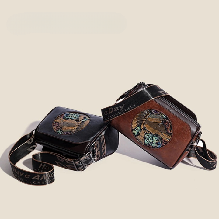 Majestic Elephant Embroidery Sling Bag