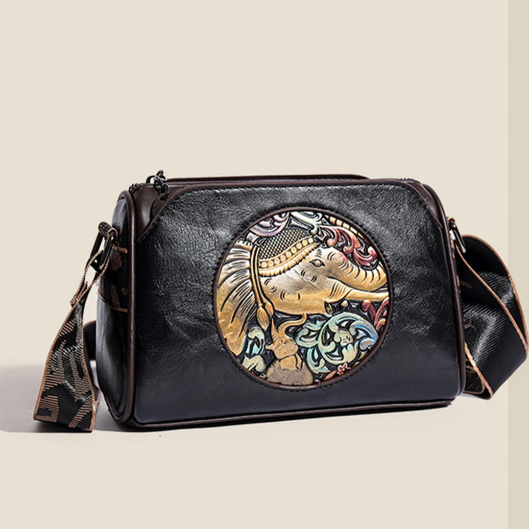 Majestic Elephant Embroidery Sling Bag