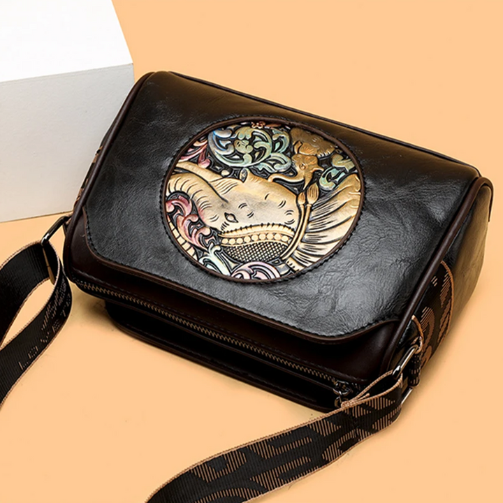 Majestic Elephant Embroidery Sling Bag