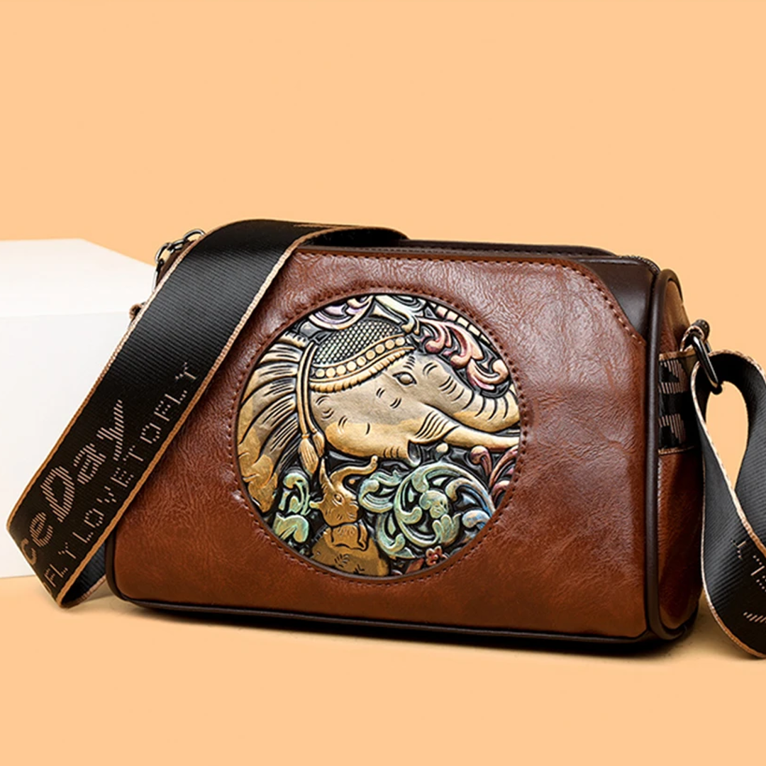 Majestic Elephant Embroidery Sling Bag