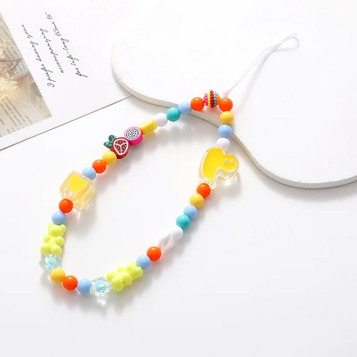 Cheerful Teddy Bear Beads Phone Charm