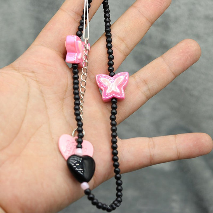 Shimmering Butterfly Heart Phone Charm