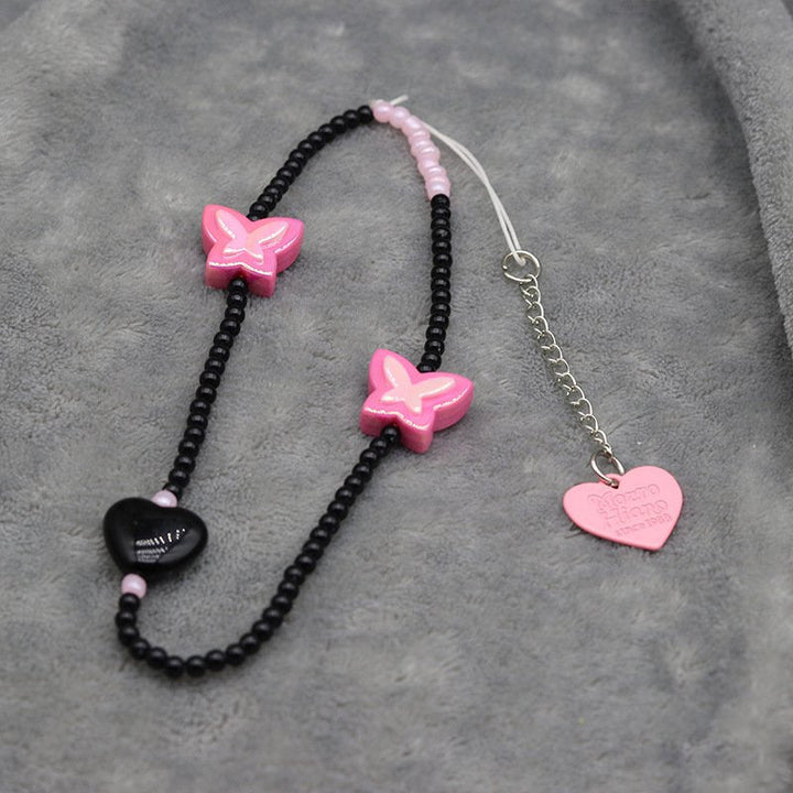 Shimmering Butterfly Heart Phone Charm